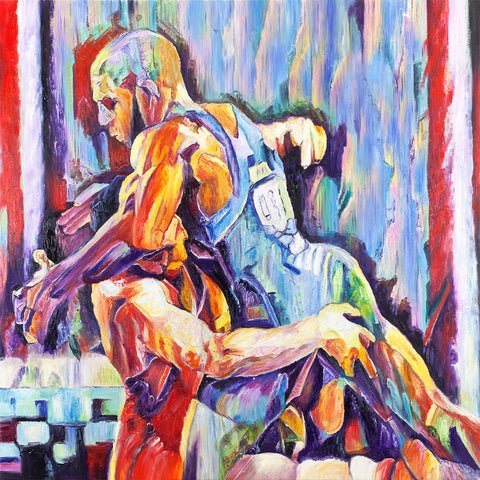 Wrestling Greco (Original Painting)