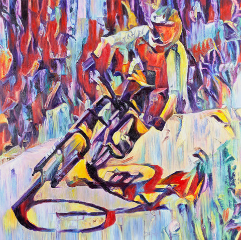 Cycling Mountain Bike (Original Painting)